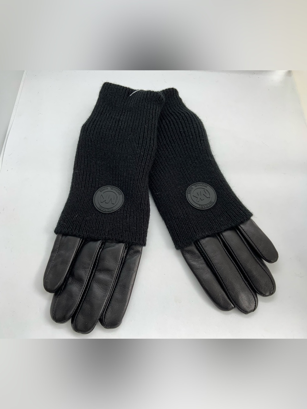 Michael Kors Black Leather & Knit Gloves - Unknown Brand